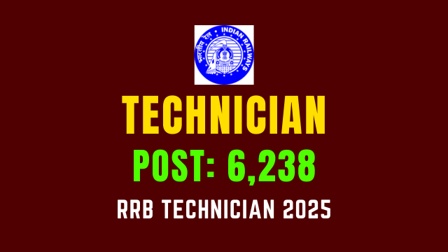 Railway RRB Technician Recruitment 2025 Apply Online 6238 Post